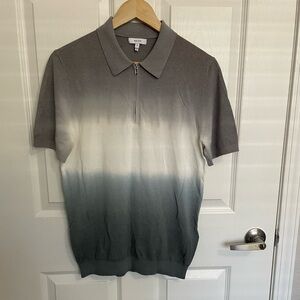 Reiss Gray and White Gradient Polo Shirt
